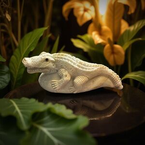 Elegant White Reptile Figurine